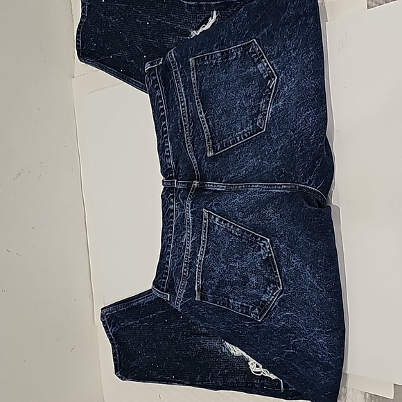 Zara Jeans blue rhinestones distressed 5 pockets, Size 36 button fly Chic - Picture 6 of 11